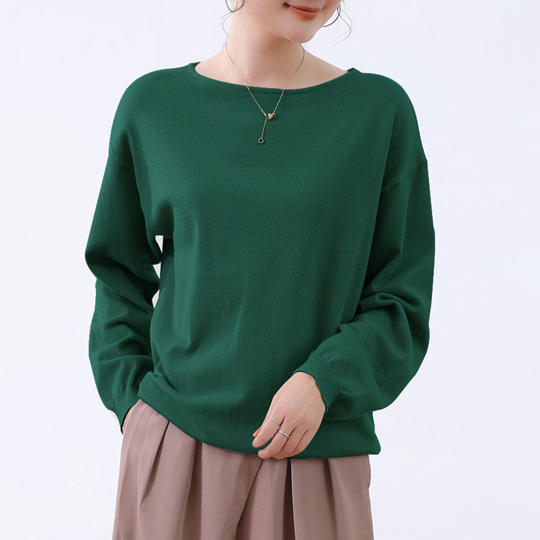 ドゥー ベル Doux Belle 秋新作 洗えるニット レディース/ トップス/ ニット カシミアタッチニット 長袖 秋 冬 オフィス,グリーン