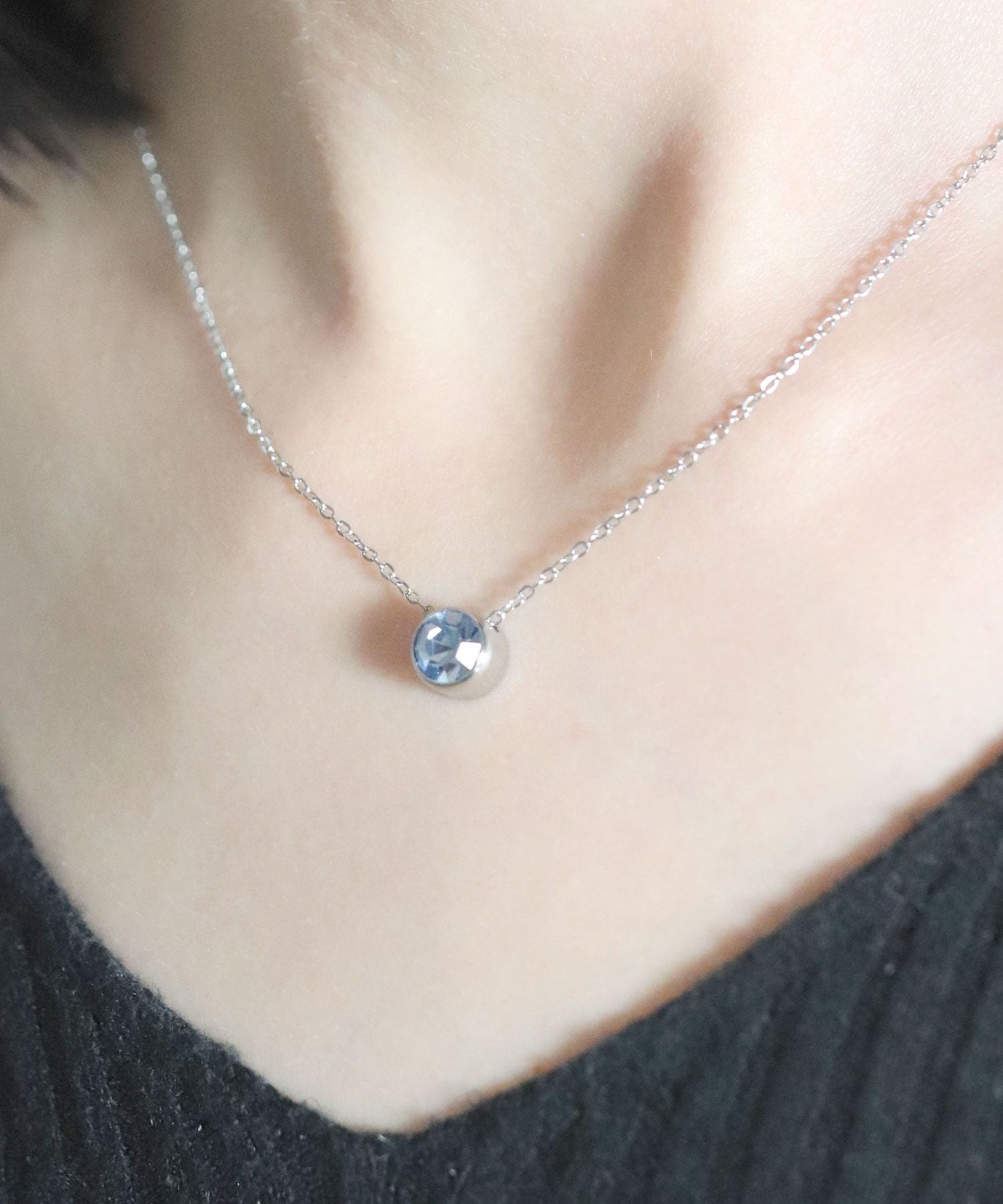 Florge Florge金屬過敏誕生石頂部不銹鋼短項鍊June Alexandrite