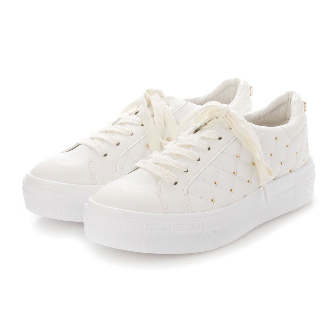 【23AW】Hamal/ハマル キルティング厚底スニーカー,WHT