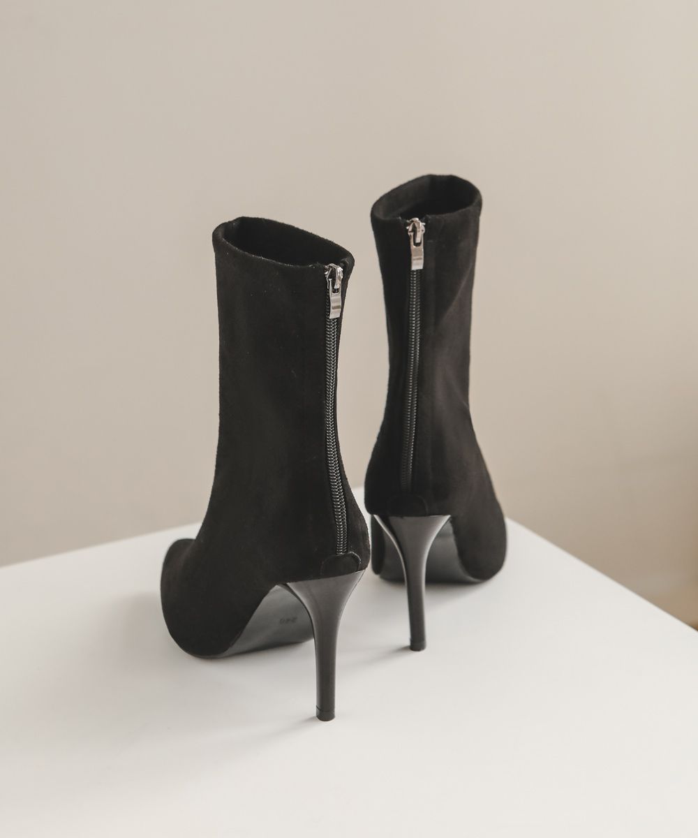 メゾンドラティール maison de LATIR 美シルエットの定番ショートブーツ ミュールパンプス,ブラック