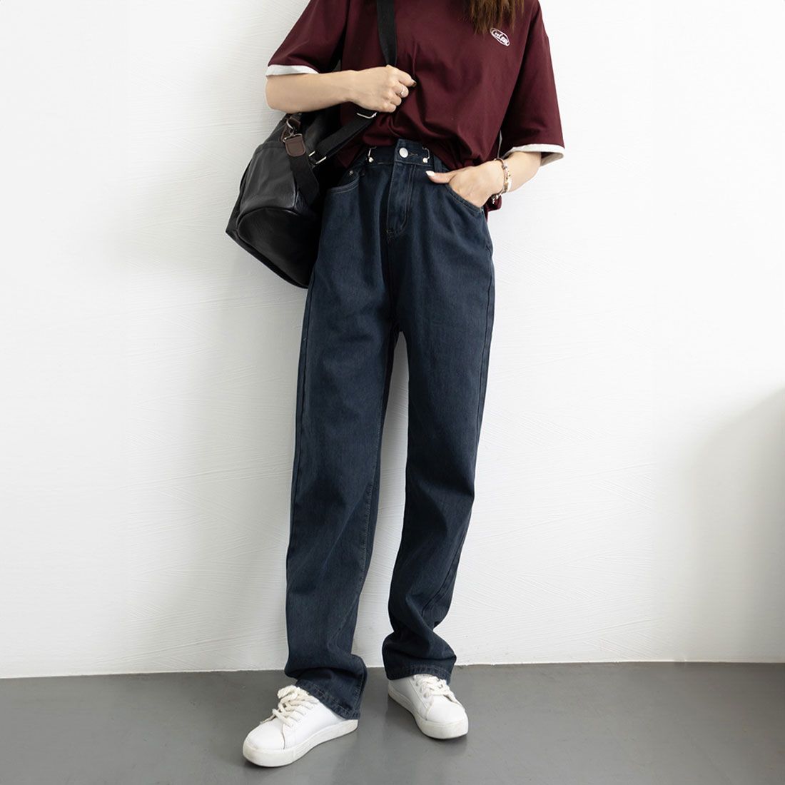 ハイウエスト デニム ワイドパンツ 韓国