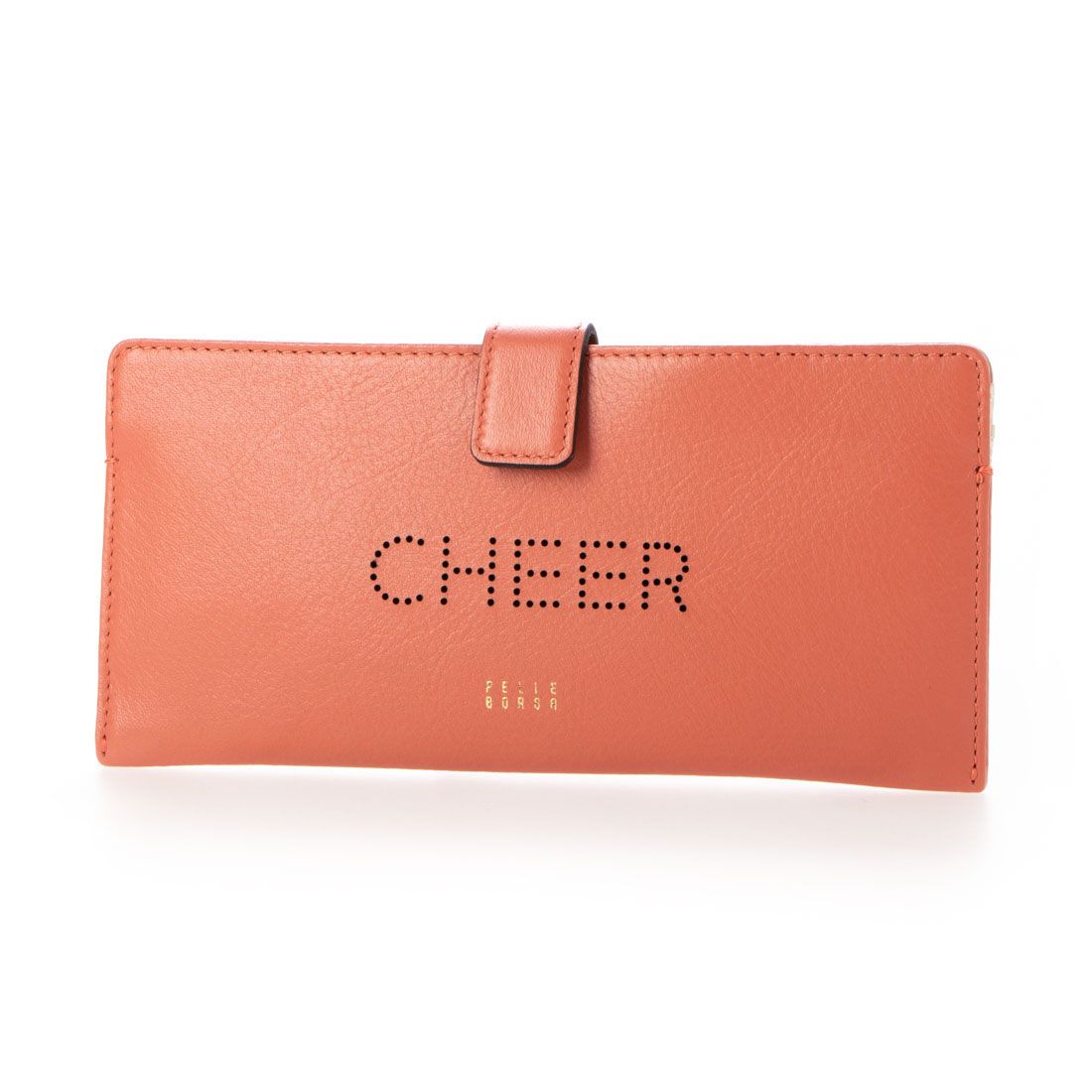 ペレボルサ PELLE BORSA スリムウォレット,サーモンピンク