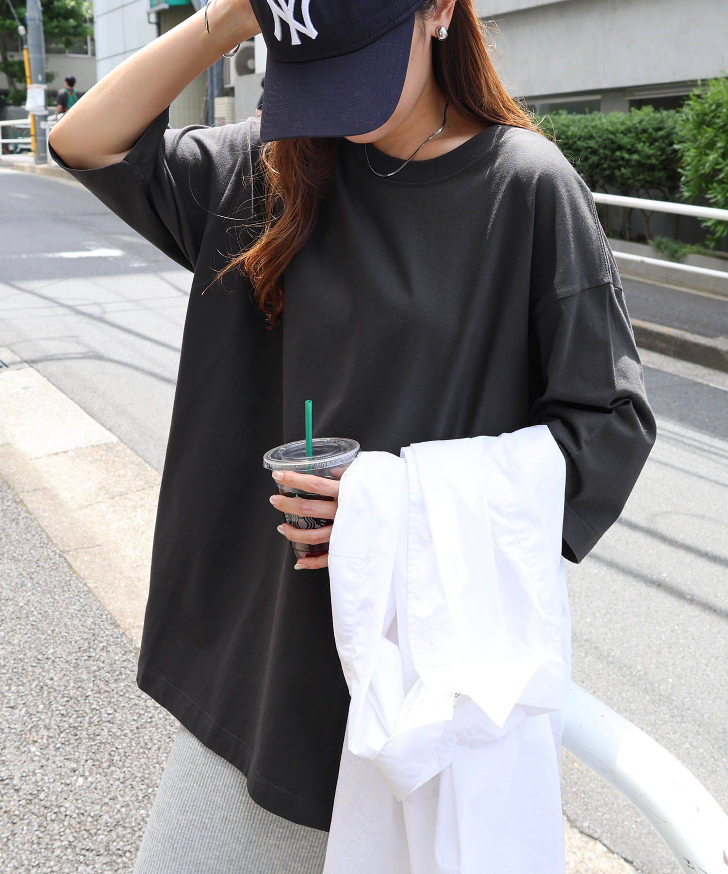 アンドミー andme コットン オーバーサイズ 半袖 Tシャツ,チャコールグレー