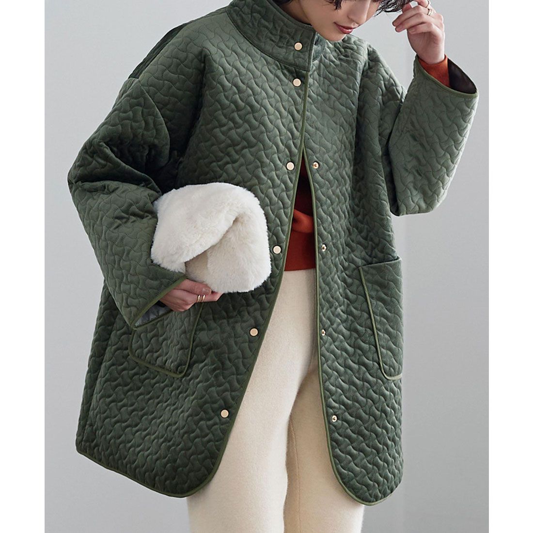 KOBE LETTUCE Quilted velour padded coat [K1206]