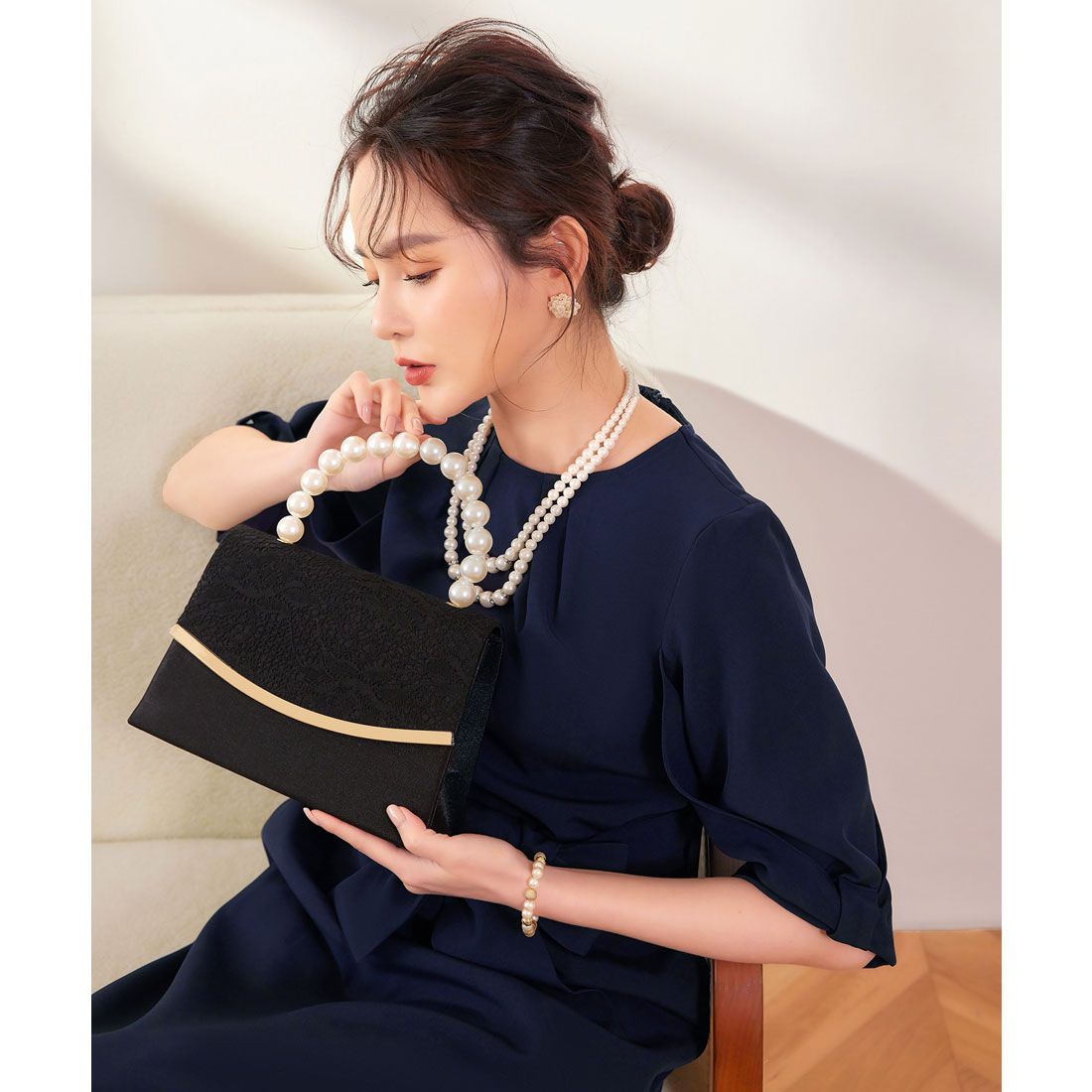 ドレスプラス DRESS+ パーティーバッグ パーティー バッグ スクエア 2way,ブラック