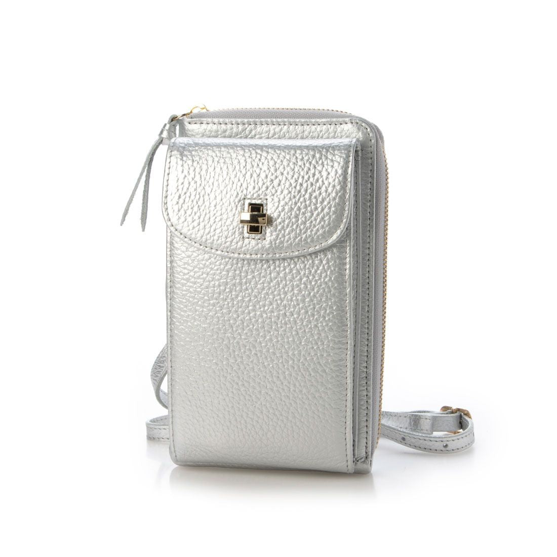 ＜ロングセラー＞ペルケ perche 牛革シュリンクタイプモバイルウォレットショルダーバッグ,SV