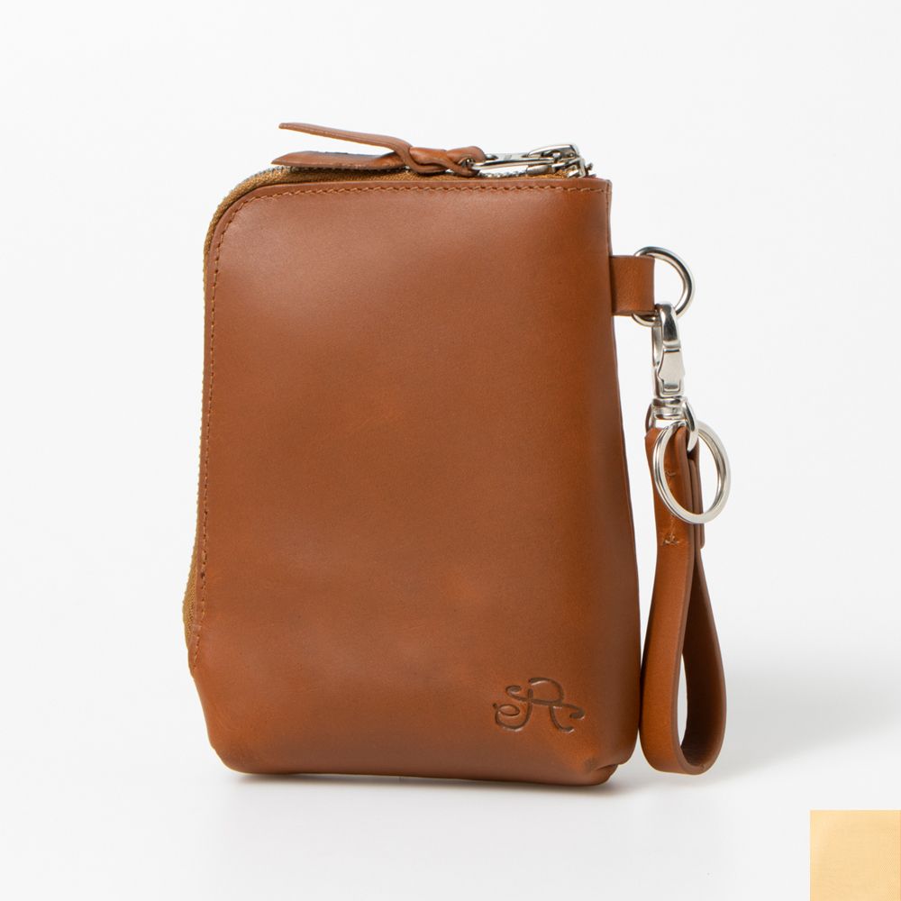 ラフィネ Raffine Raffine オイルレザースマートポーチ,BROWN/BEIGE
