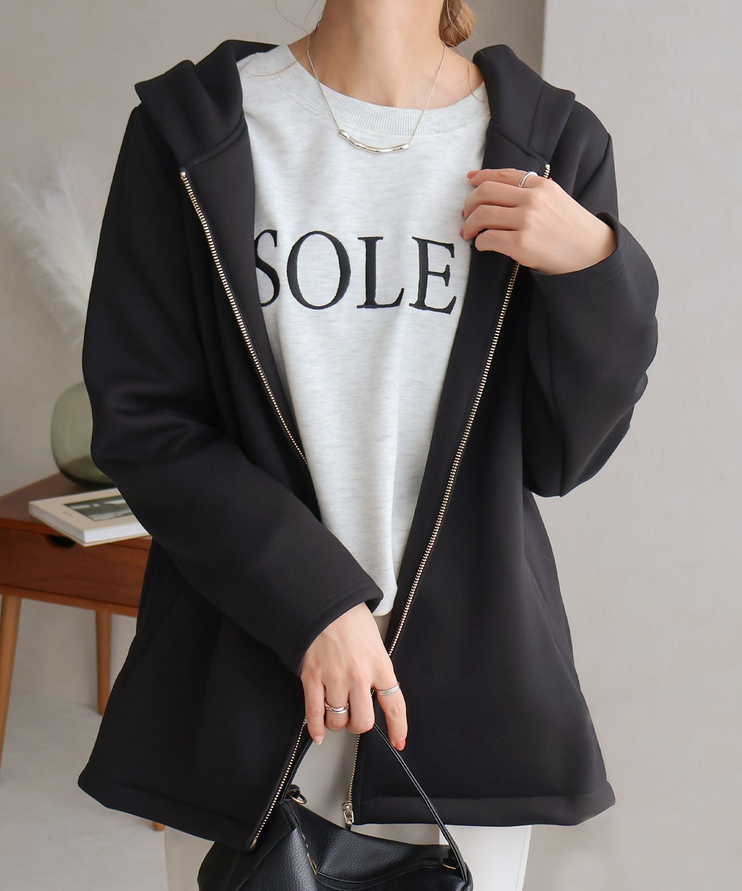 ソーシャルガール SocialGIRL バックフレアパーカー,ブラック