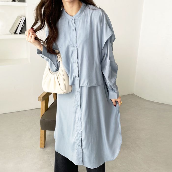 GeeRA Cape-style design shirt dress