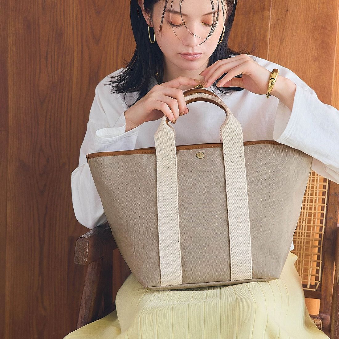 【WEB限定】トプカピ TOPKAPI TIDY/タイディ トート バッグ M,ベージュ