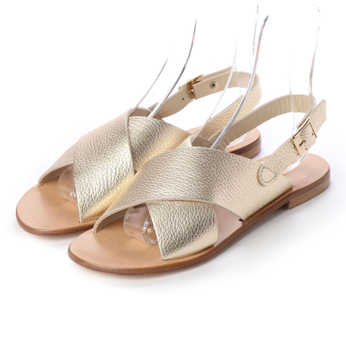 ●ファビオルスコーニ FABIO RUSCONI クロスフラットサンダル （プラチナゴールド） プラチナゴールド
