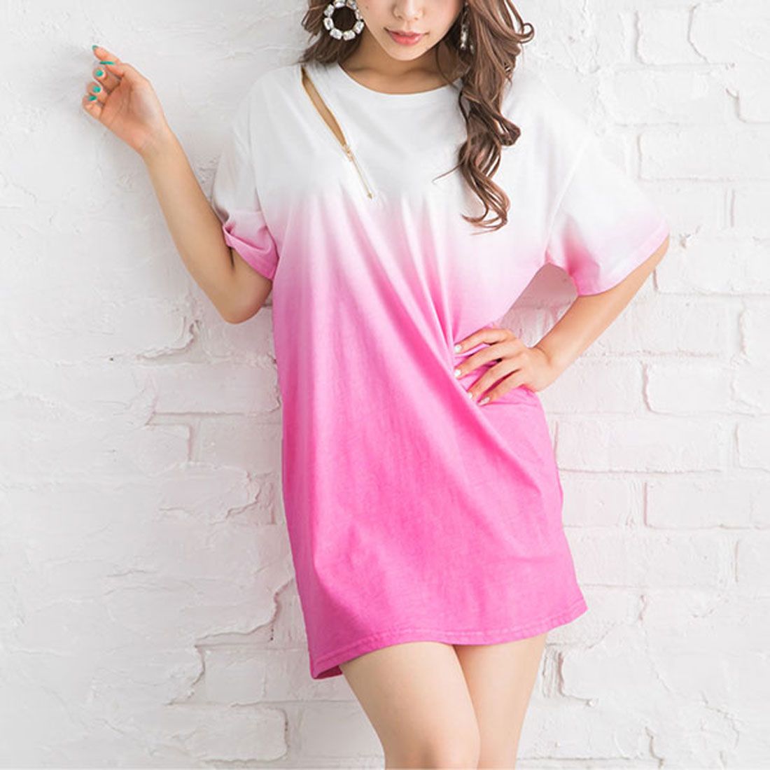 ユメテンボウ 夢展望 セクシージップグラデTシャツ,バイオレッドグラデージョン