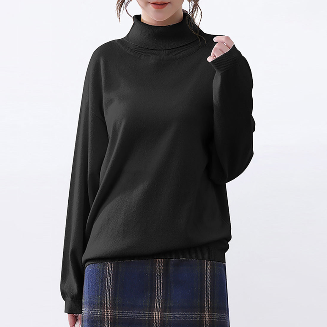 ドゥー ベル Doux Belle 秋新作 洗えるニット レディース/ トップス/ ニット カシミアタッチニット 長袖 秋 冬 オフィス （ブラック） ブラック