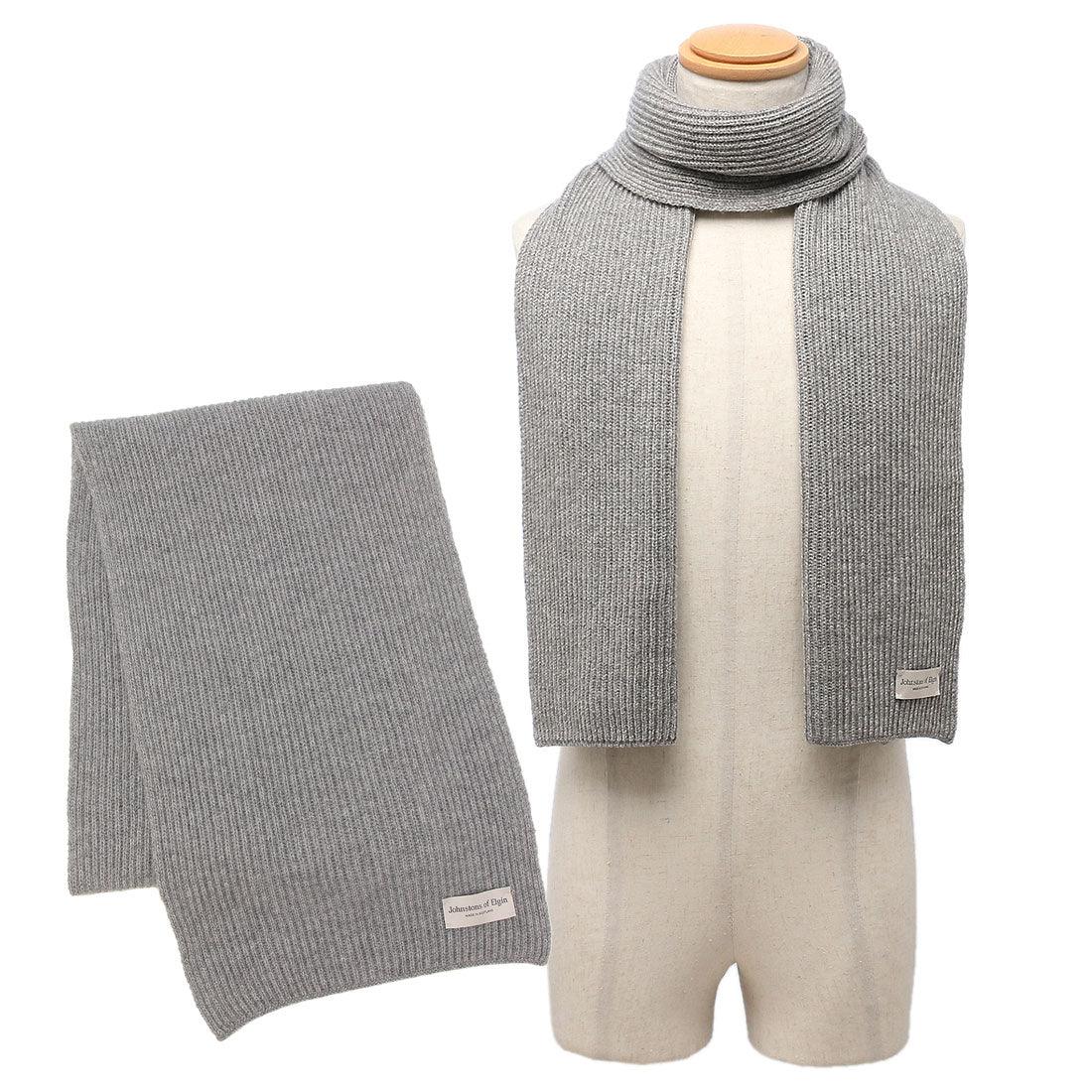 ジョンストンズ JOHNSTONS マフラー ニットリブマフラー グレー メンズ レディース ユニセックス JOHNSTONS HAA01684 HA0308 （SFA LIGHT GREY） SFA LIGHT GREY