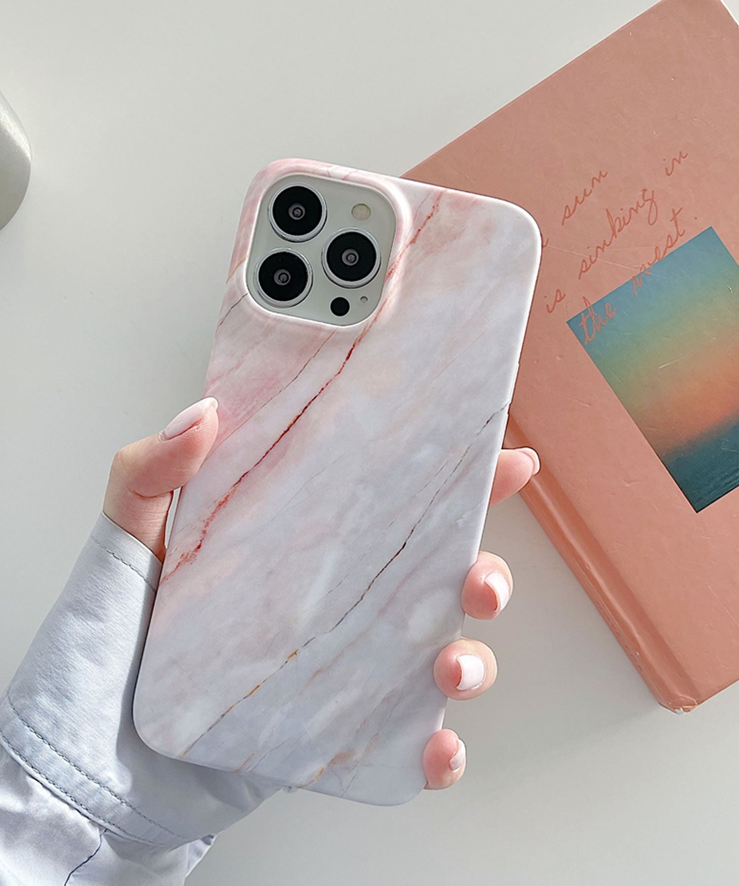 プリマゼル Primazel 大理石柄スマホケース,珊瑚大理石調