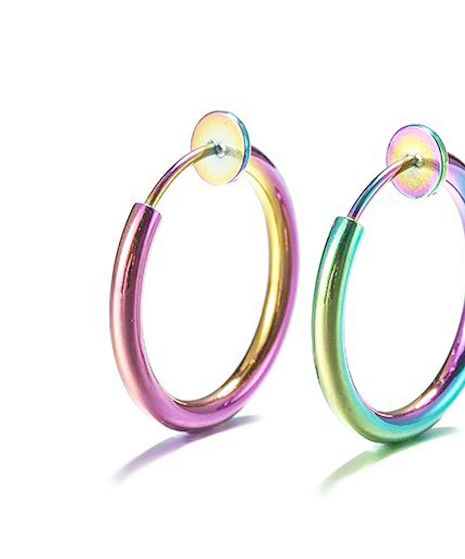 フロージュ florge 【7size展開】金属アレルギー対応 ステンレスシンプルフープイヤリング 12mm,レインボー