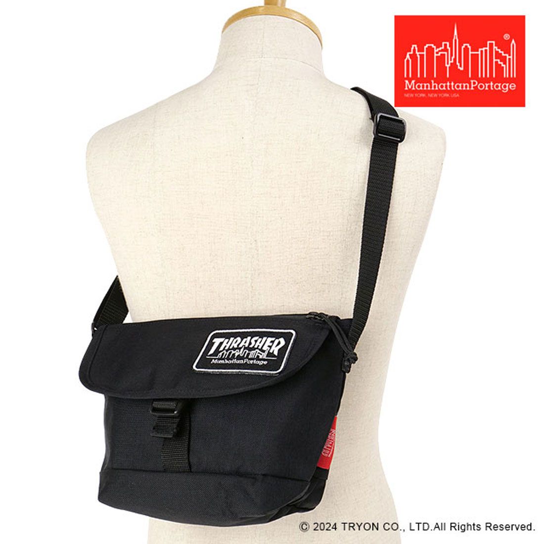 マンハッタンポーテージ Manhattan Portage Nylon Messenger Bag THRASHER Black [MP1603FZPEPTHRASHER FW24],Black