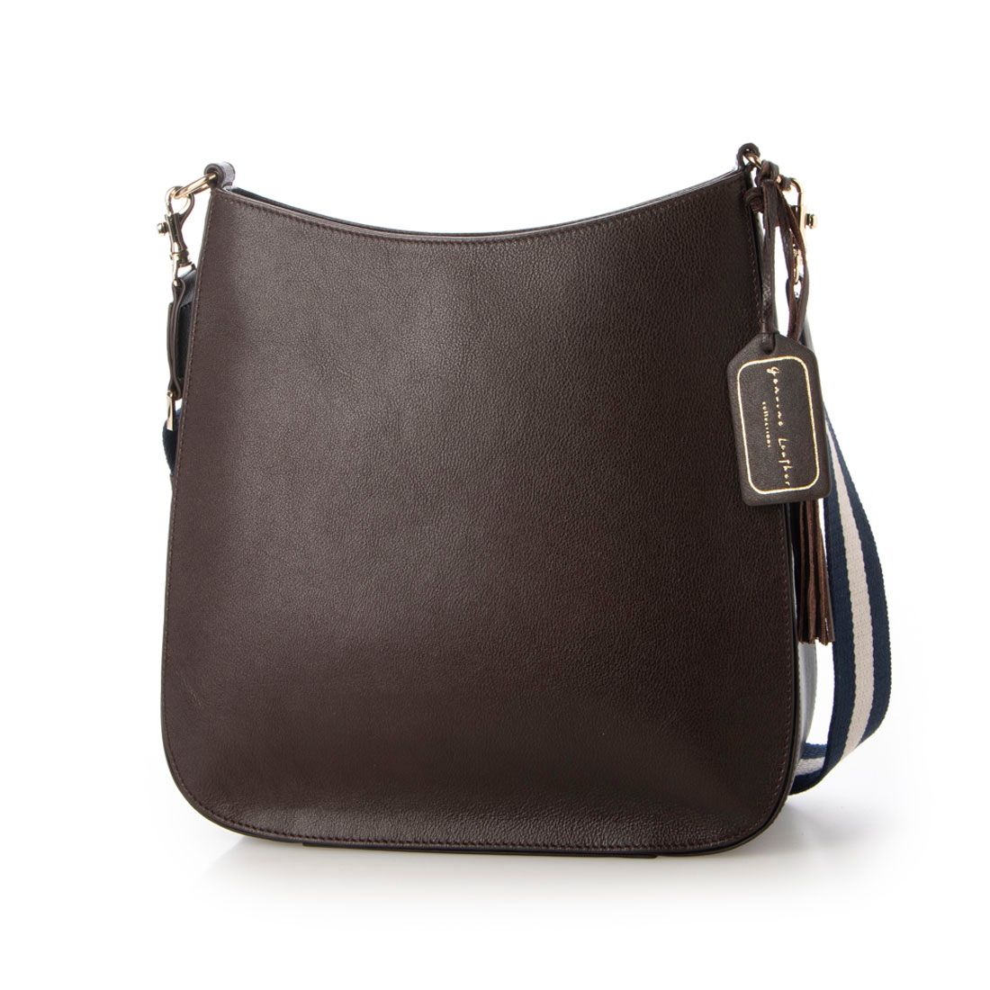 レザーラボラトリー Leather Laboratory 本革 レディース ショルダーバッグ 青と白のストラップ,CHOCO