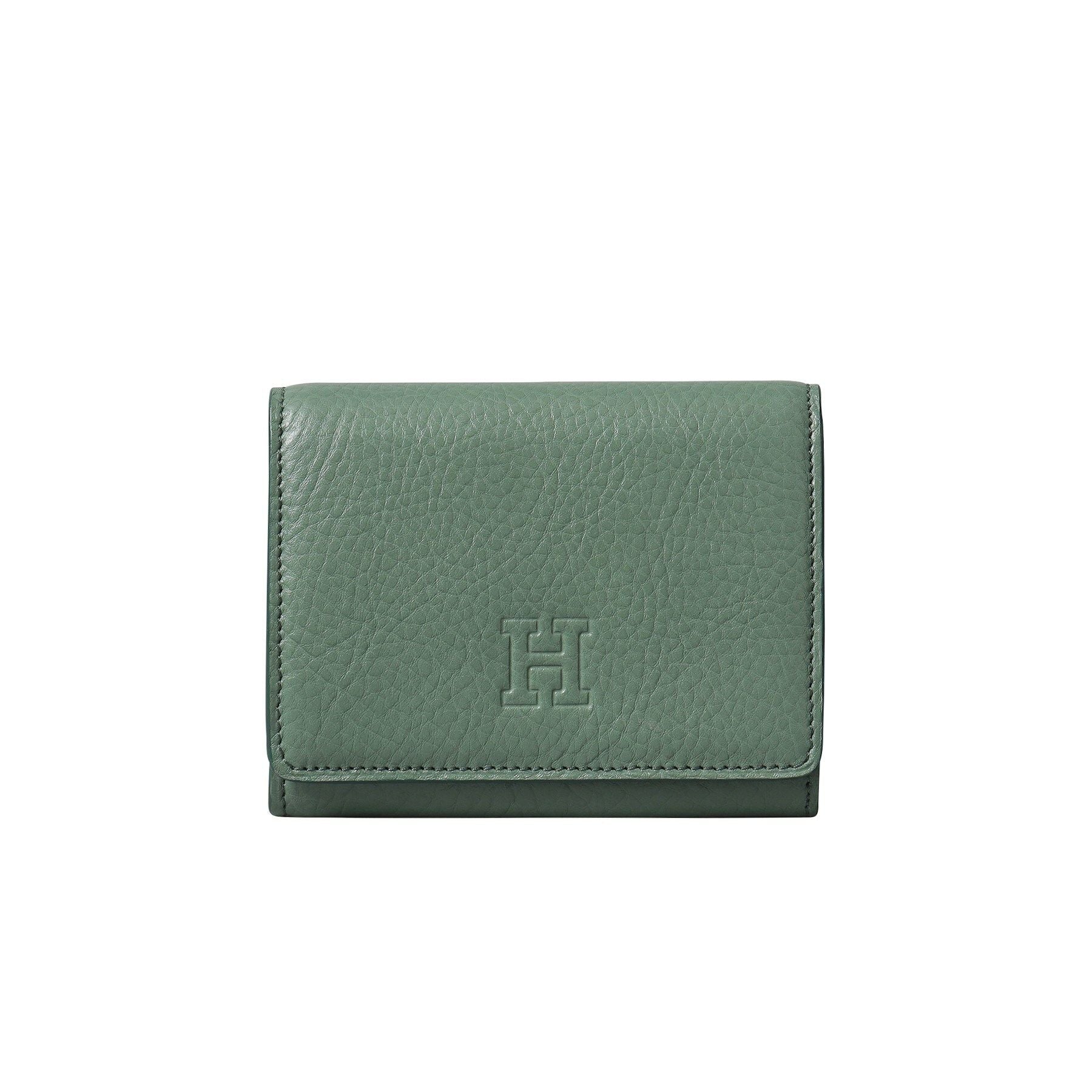 ヒロフ HIROFU 【センプレ】二つ折り財布 レザー ウォレット 本革,フォググリーン(423)