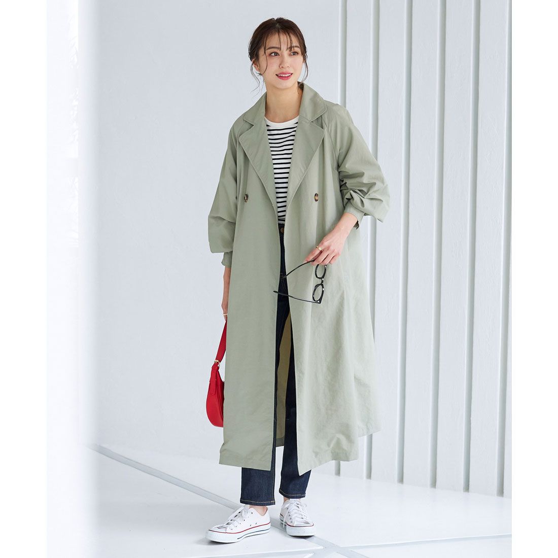 KOBE LETTUCE Volume Sleeve Back Tuck Trench [K1090]