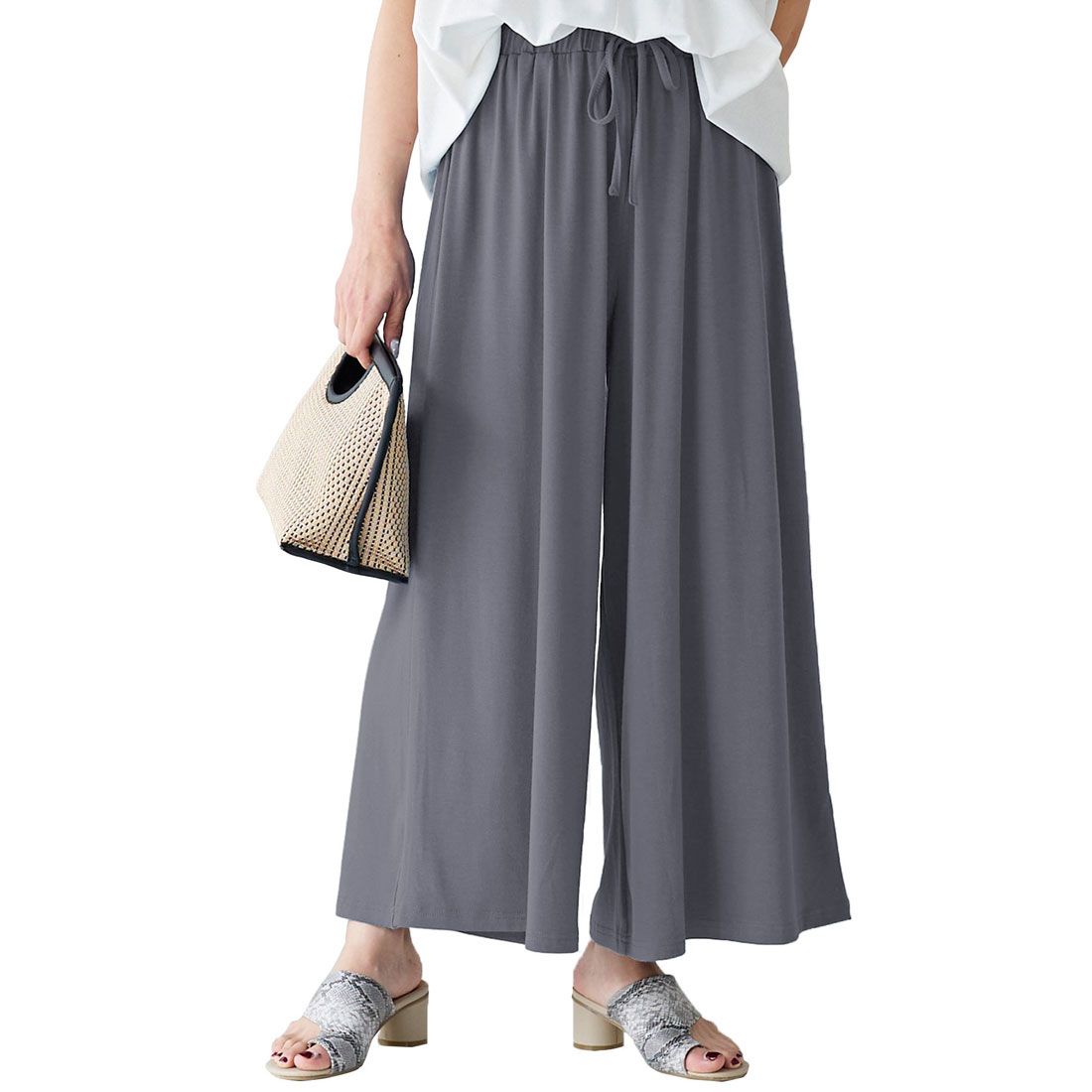 コウベレタス KOBE LETTUCE [S~LL対応！]カットソーガウチョパンツ【S/LLアンクル】 [M2879],モスチャコール