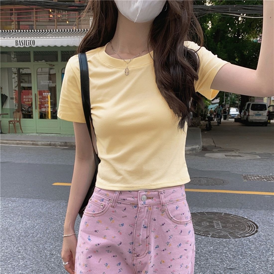ゾエ ジェンコ Zoe Jenko ショート丈ベーシックTシャツ 10256,BEG