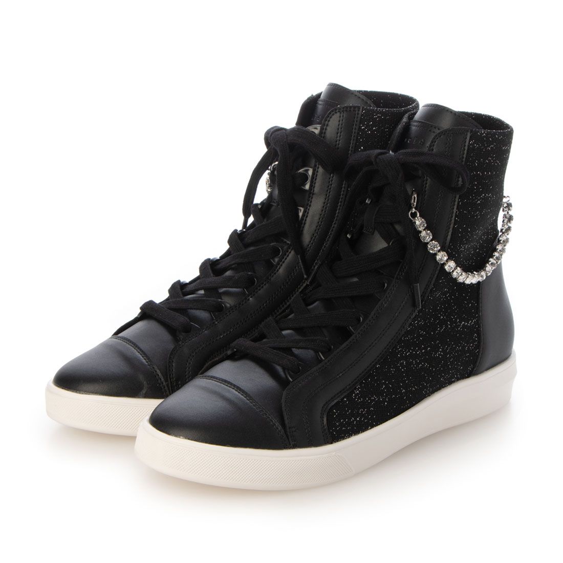 Gienah/ギェナーリブニットハイカットスニーカー,BLK
