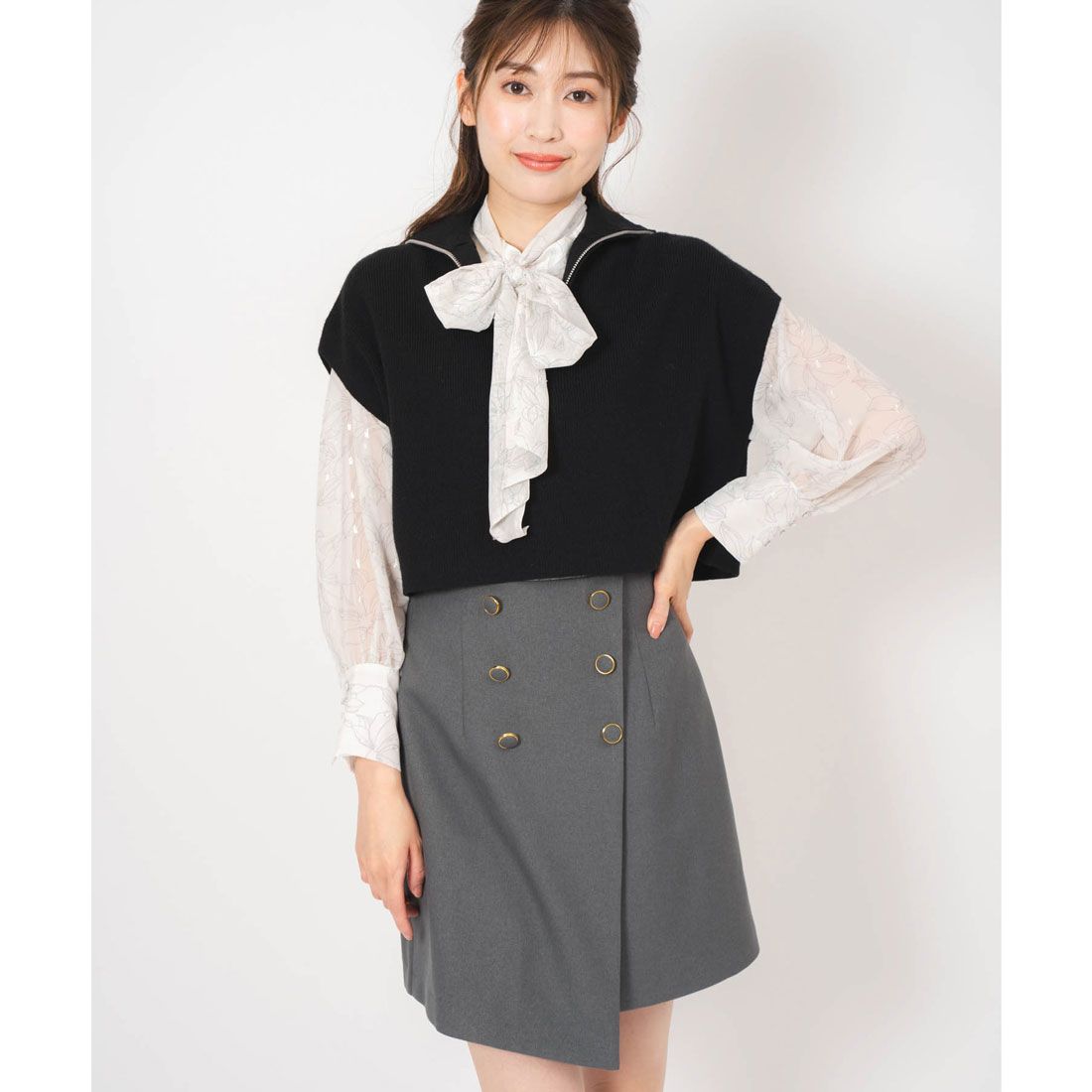 ノエラ Noela ラップミニスカート,チャコールグレー