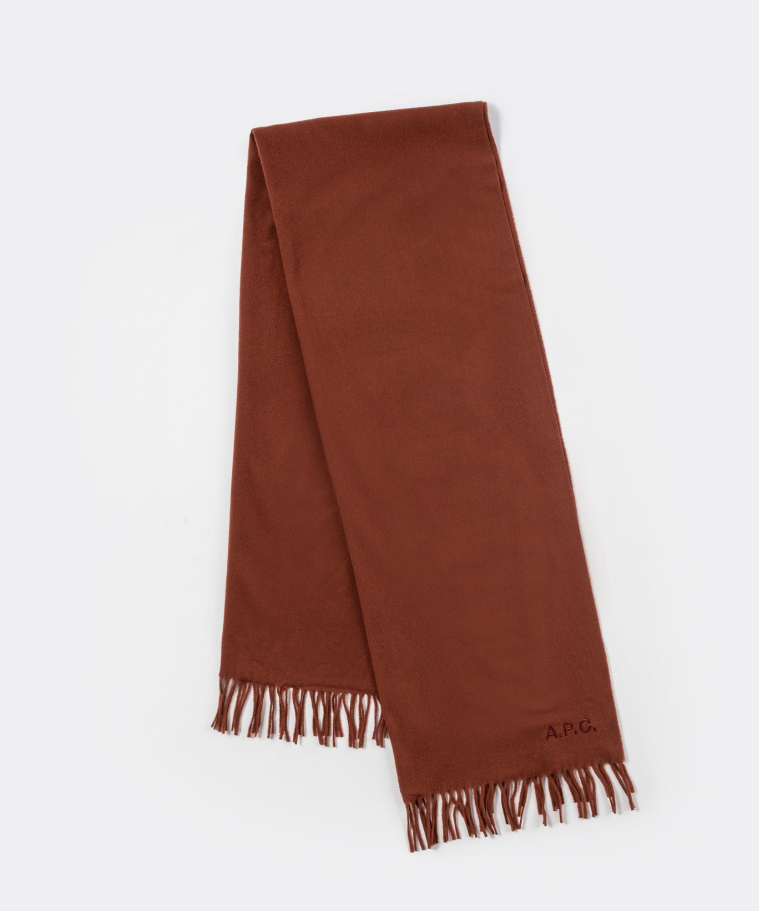 アーペーセー A.P.C. WOAFE M15170 マフラー レディース アパレル ウール ストール echarpe alix brodee 200×75 無地 大判,ブラウン