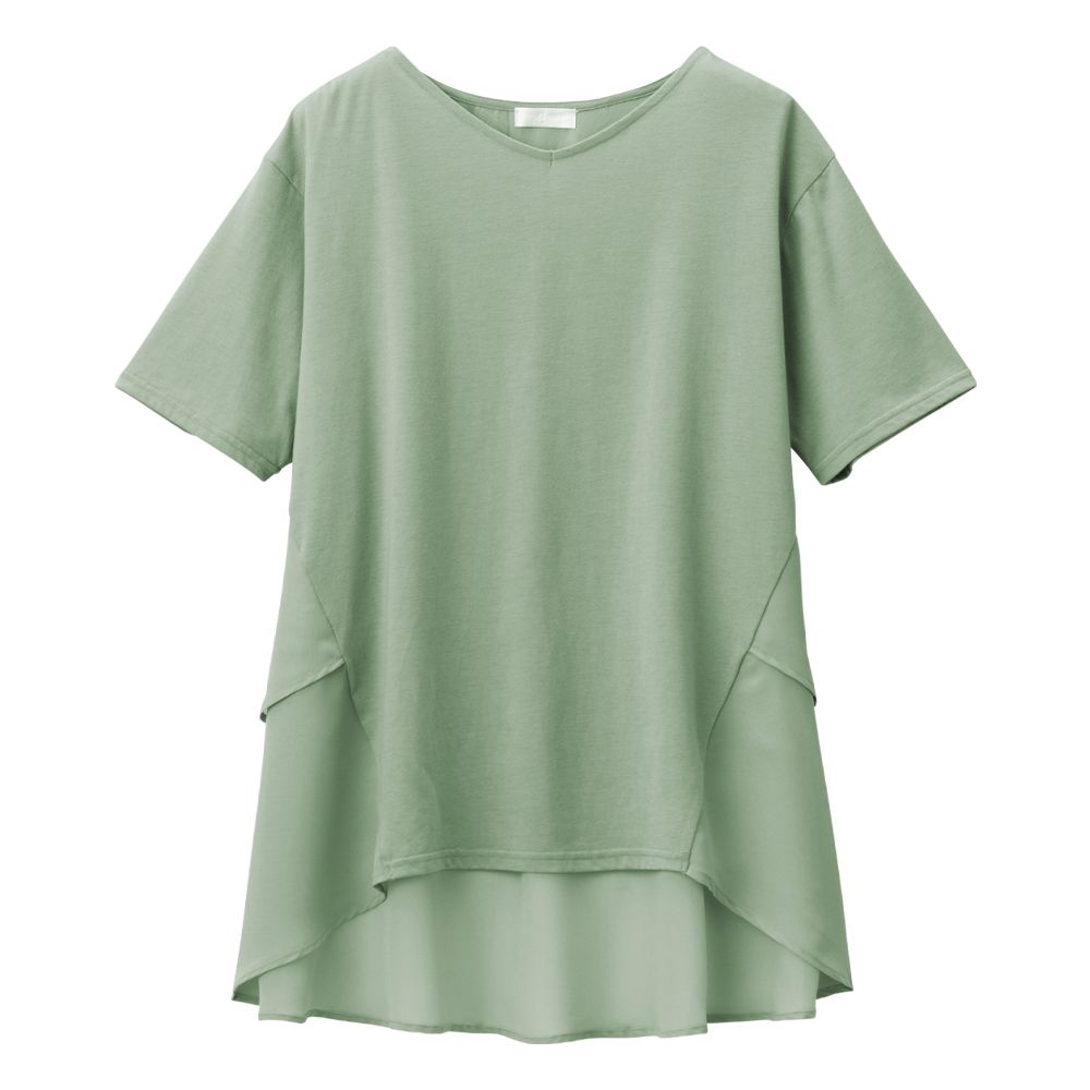 【接触冷感】バックシフォン切替チュニック,ミント
