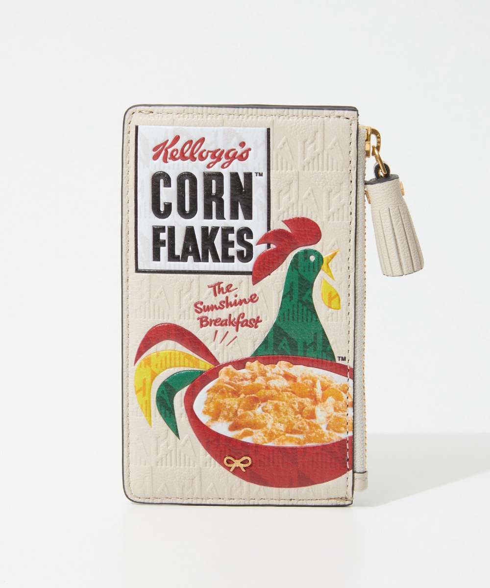 アニヤハインドマーチ Anya Hindmarch 5050925 182911 カードケース コーンフレーク Anya Brands Zip Card Case Cornflakes in Shiny Capra レディース フラグメントケース,チョーク