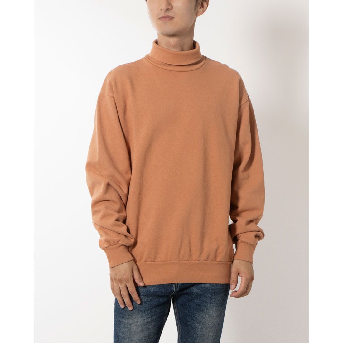 ロサンゼルスアパレル LOS ANGELES APPAREL 14 OZ HEAVY FLEECE TURTLENECK SWEATSHIRT,TERRACOTTA