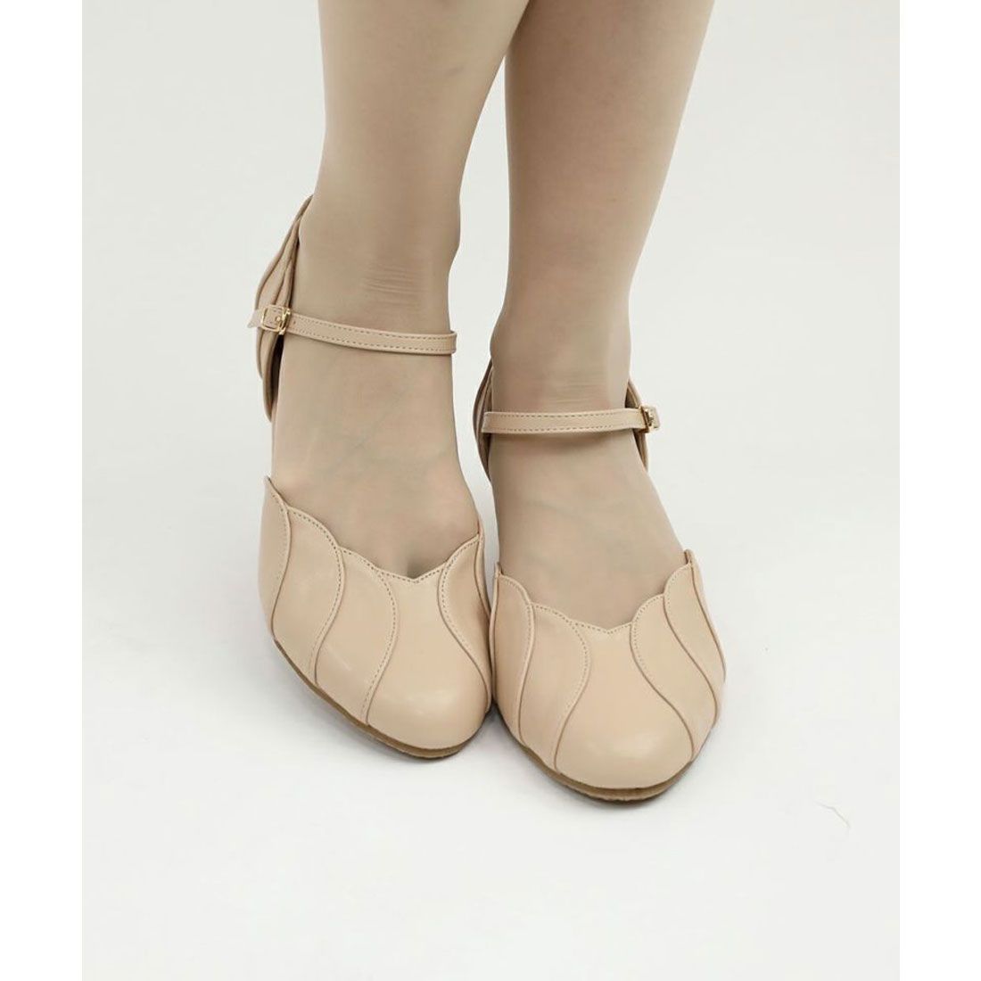アンアナザーアンジェラス an another angelus フラワーペタルセパレートパンプス,L/BEIGE