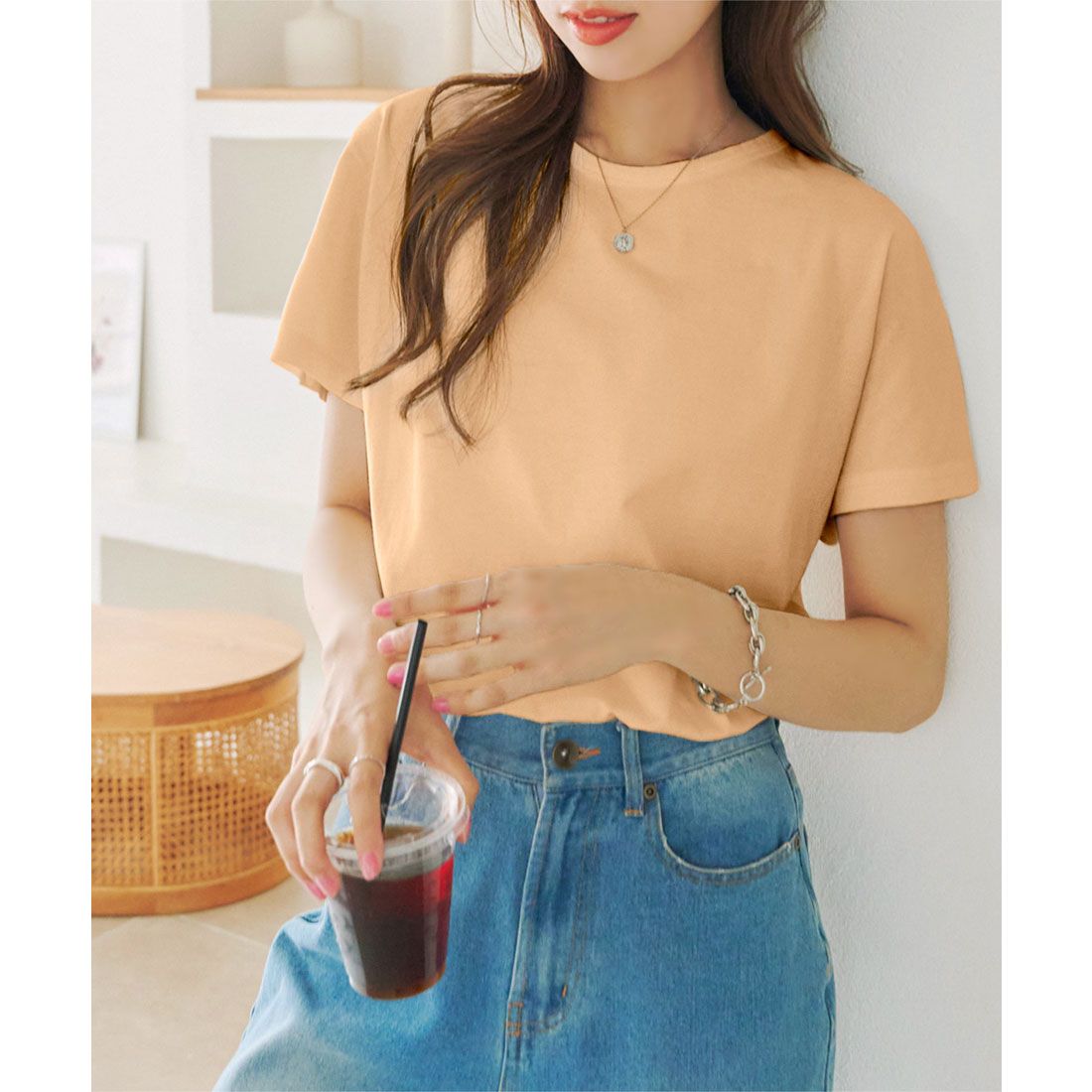 コウベレタス KOBE LETTUCE コットン100％シンプルTシャツ [C5106],ペールオレンジ
