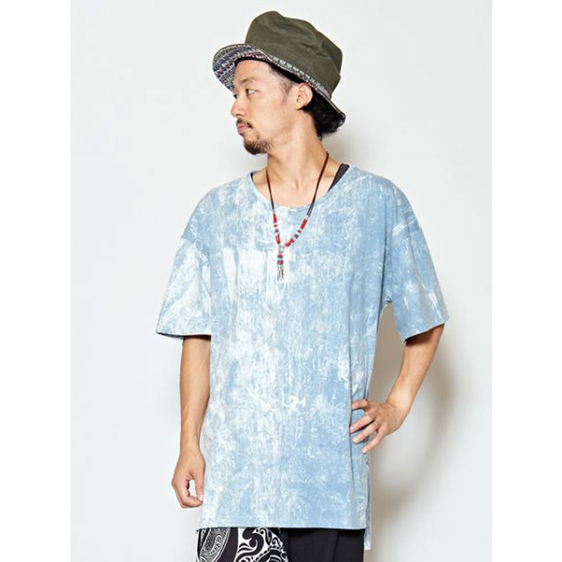 【チャイハネ】yul アシッドウォッシュメンズTシャツ グレー グレー
