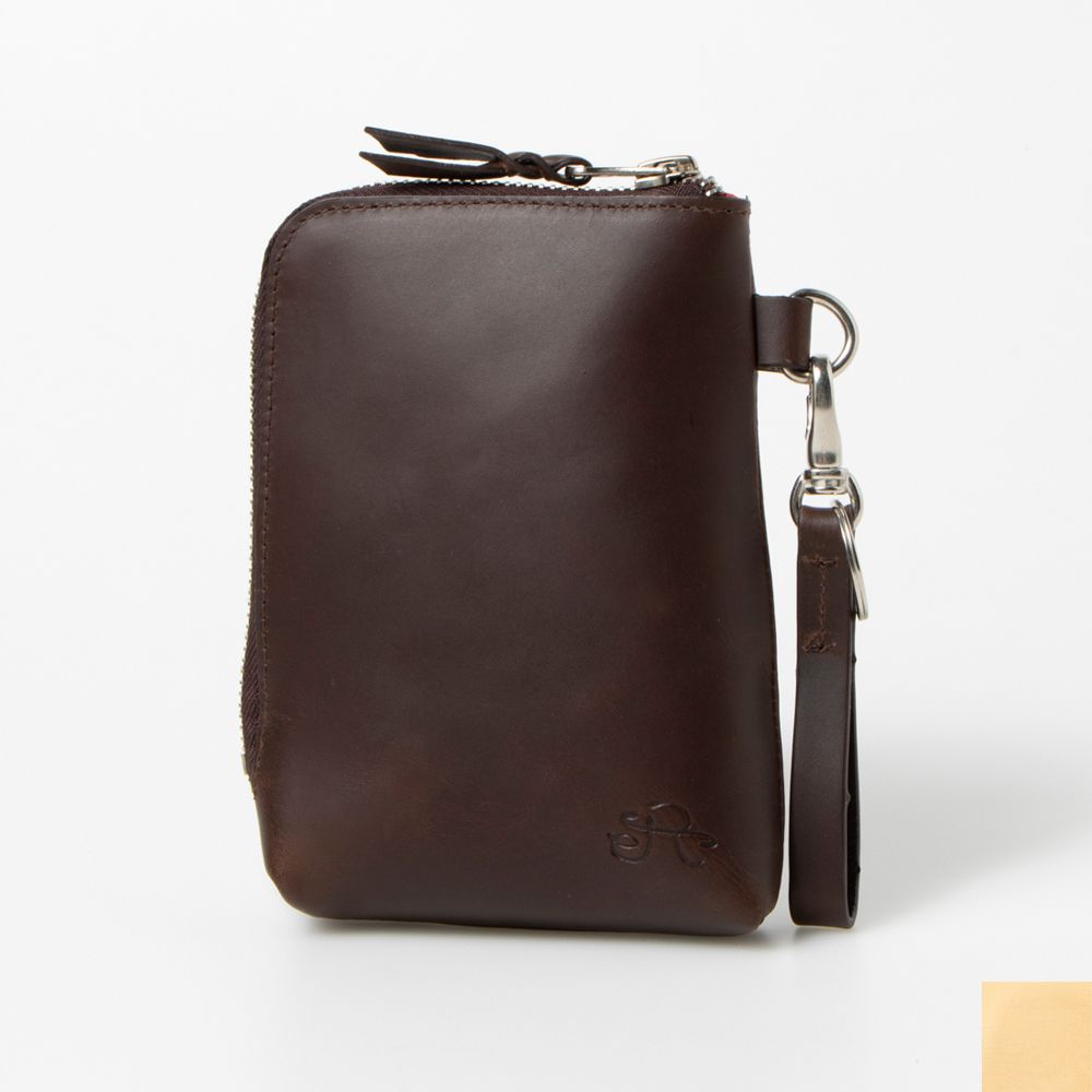 ラフィネ Raffine Raffine オイルレザースマートポーチ,DK.BROWN/BEIGE