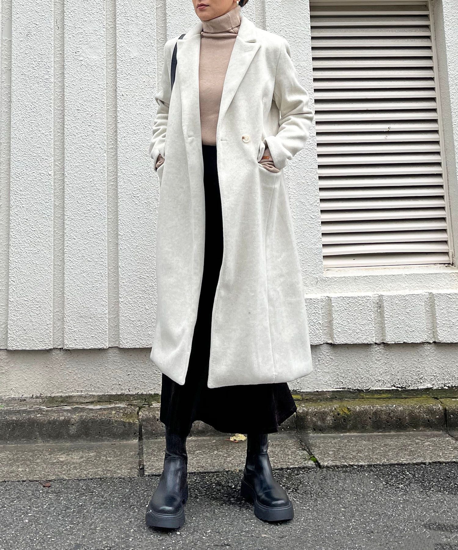 Jewelobe Peak lapel asymmetrical coat