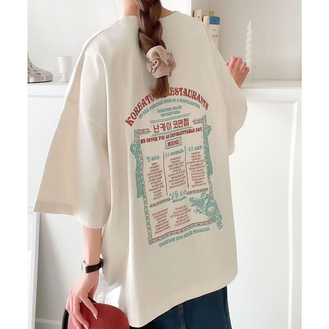 クラシカルエルフ Classical Elf 《Javaジャバコラボ》バック刺繍で抜かりなくキマる。綿100％レシピ刺繍ビッグTシャツ,アイボリー