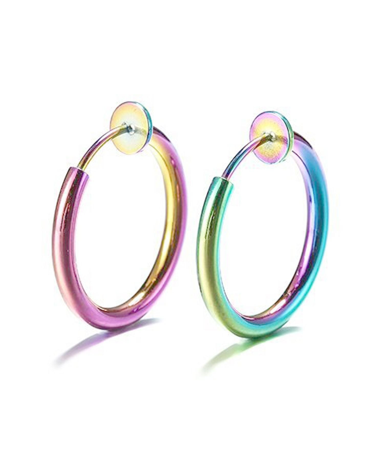 フロージュ florge 【7size展開】金属アレルギー対応 ステンレスシンプルフープイヤリング 12mm,レインボー