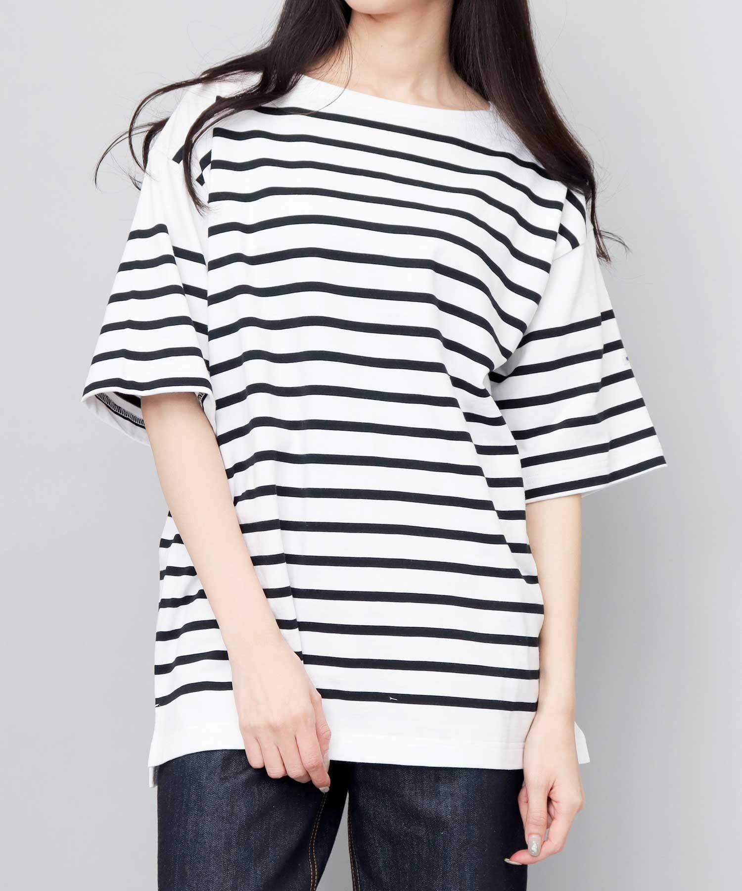 モン ケメル MONT KEMMEL モンケメル バスクシャツ ボーダー オーバーサイズ 半袖tシャツ,ホワイト/ブラック