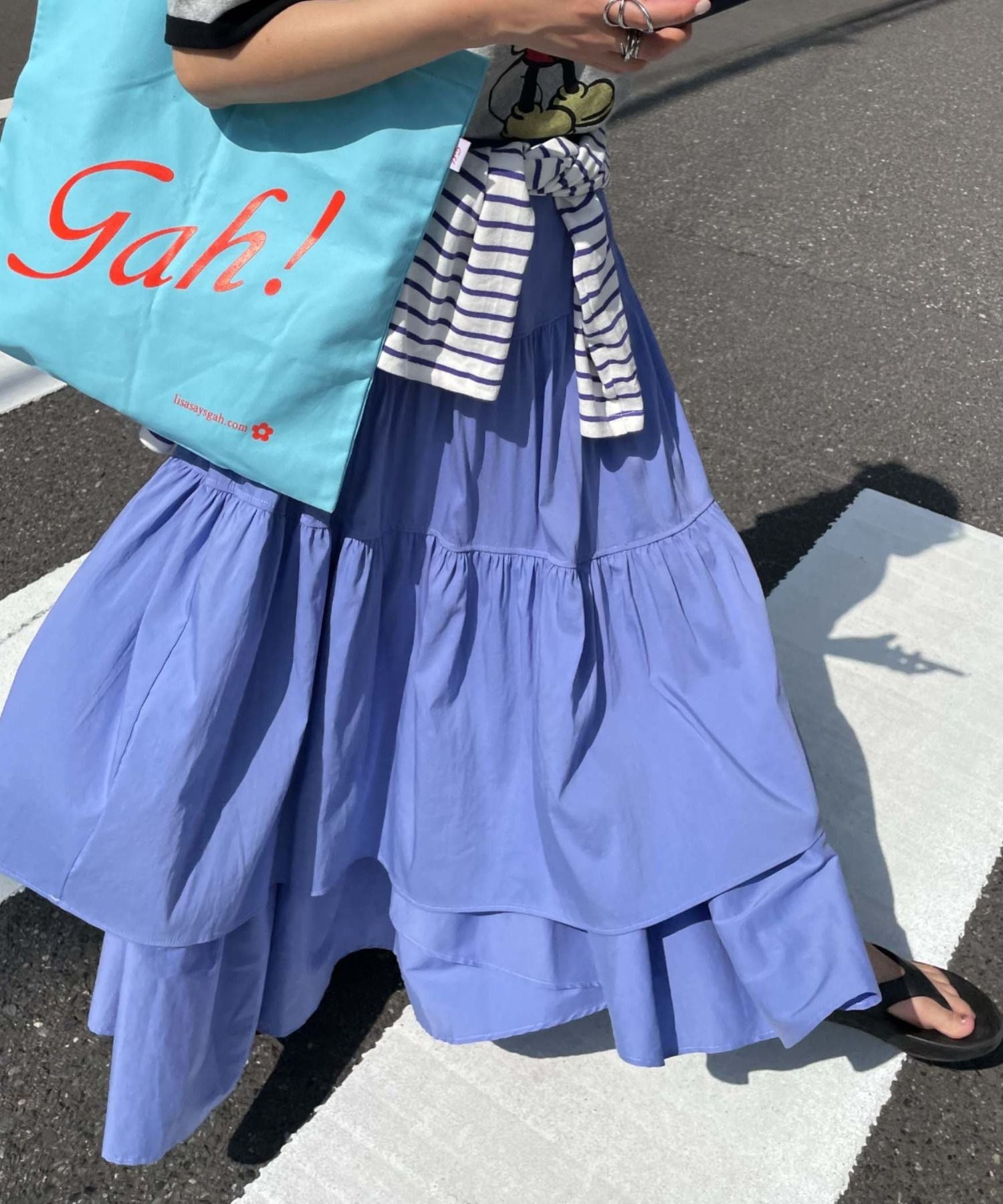 アルシーヴ archives a-Asymmetry Tiered Skirt,BLU