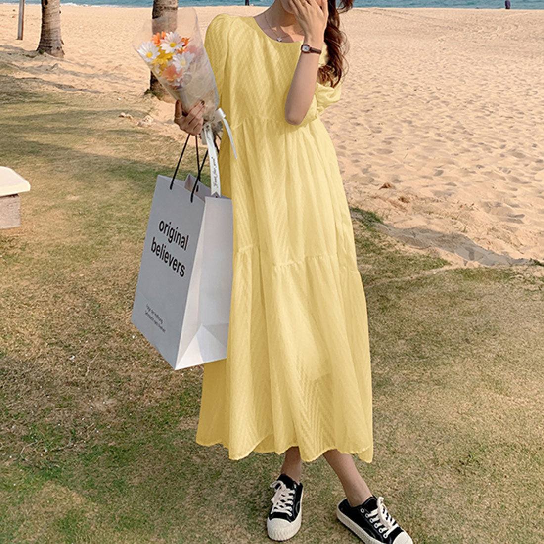 プライベートビーチ privatebeach シアーティアードロングワンピース （イエロー） イエロー