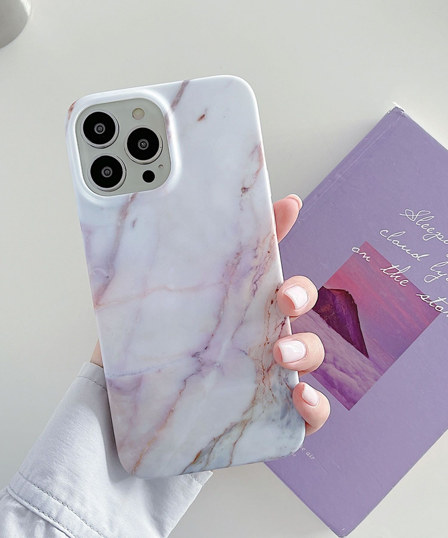 プリマゼル Primazel 大理石柄スマホケース,パープル大理石調