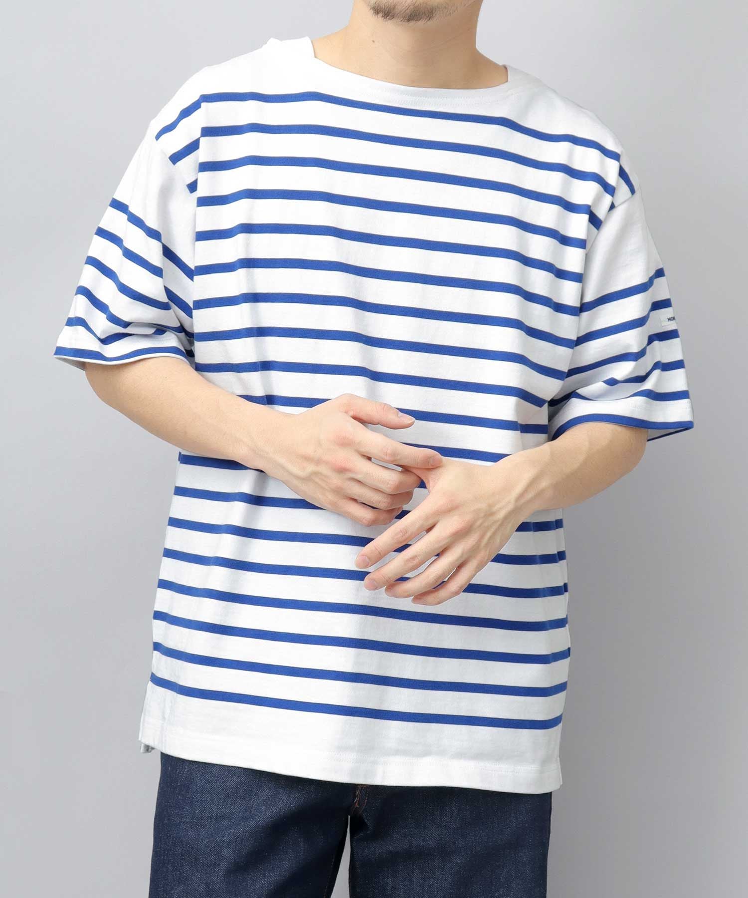 モン ケメル MONT KEMMEL モンケメル バスクシャツ ボーダー オーバーサイズ 半袖tシャツ,ホワイト/ブルー