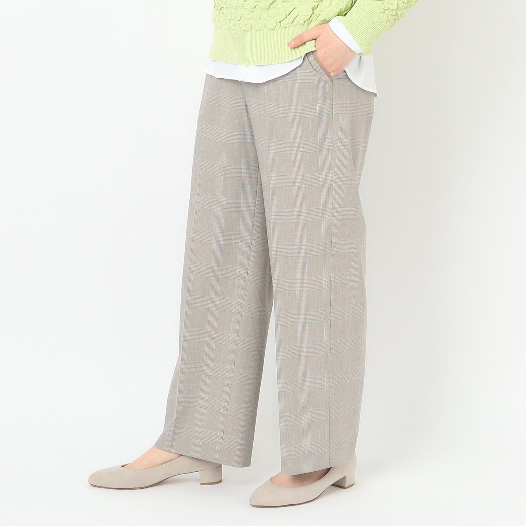 コルディア CORDIER ストレッチワイドストレートパンツ,ベージュ(252)