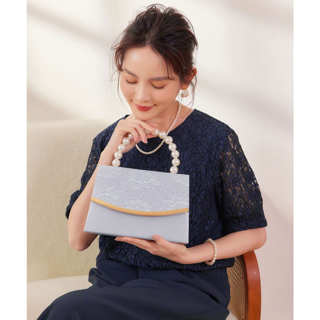 ドレスプラス DRESS+ パーティーバッグ パーティー バッグ スクエア 2way,シルバー