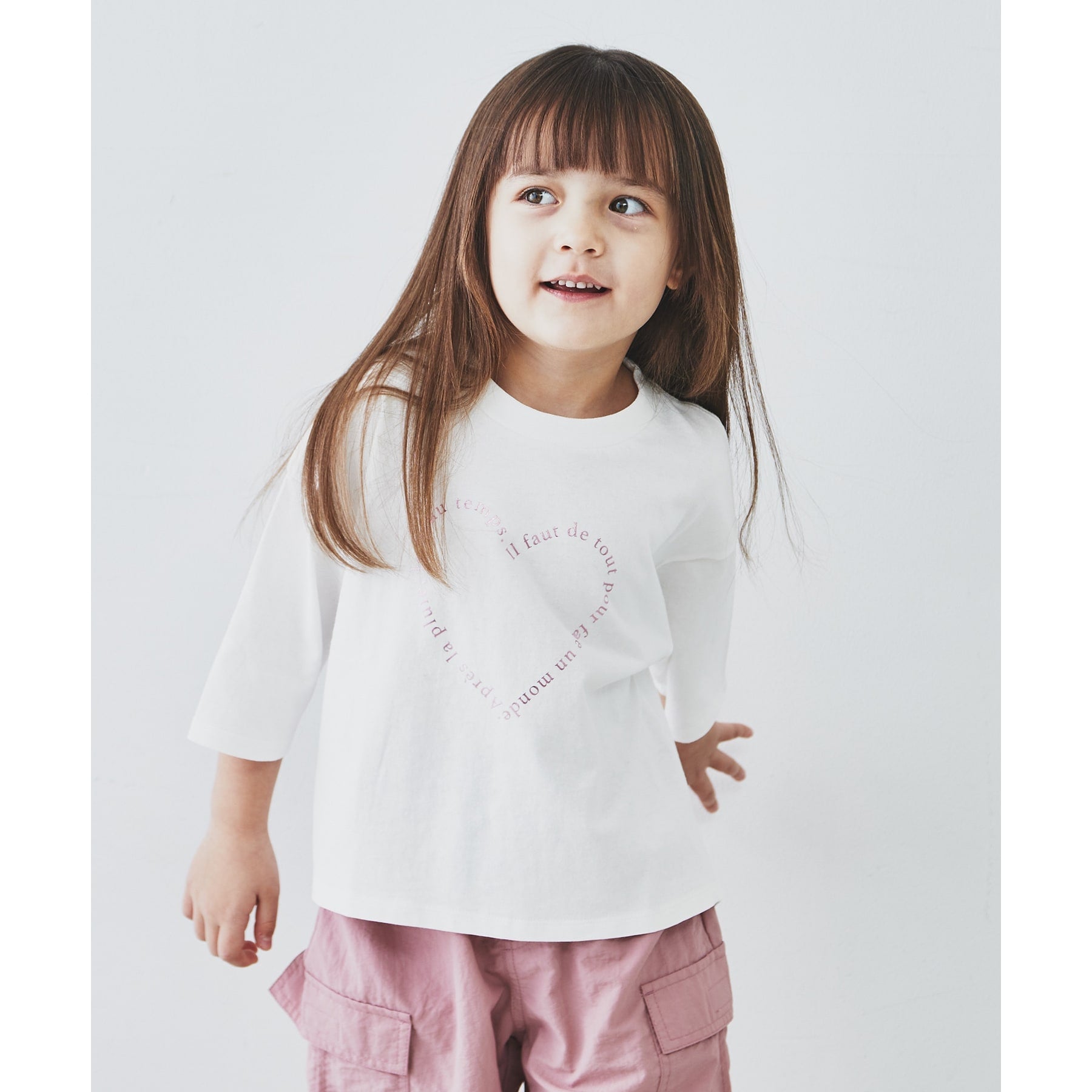 ザ ショップ ティーケー (キッズ) THE SHOP TK(Kids) 【110-150】オーガニックコットン天竺箔プリント七分袖 （ホワイト(002)） ホワイト(002)