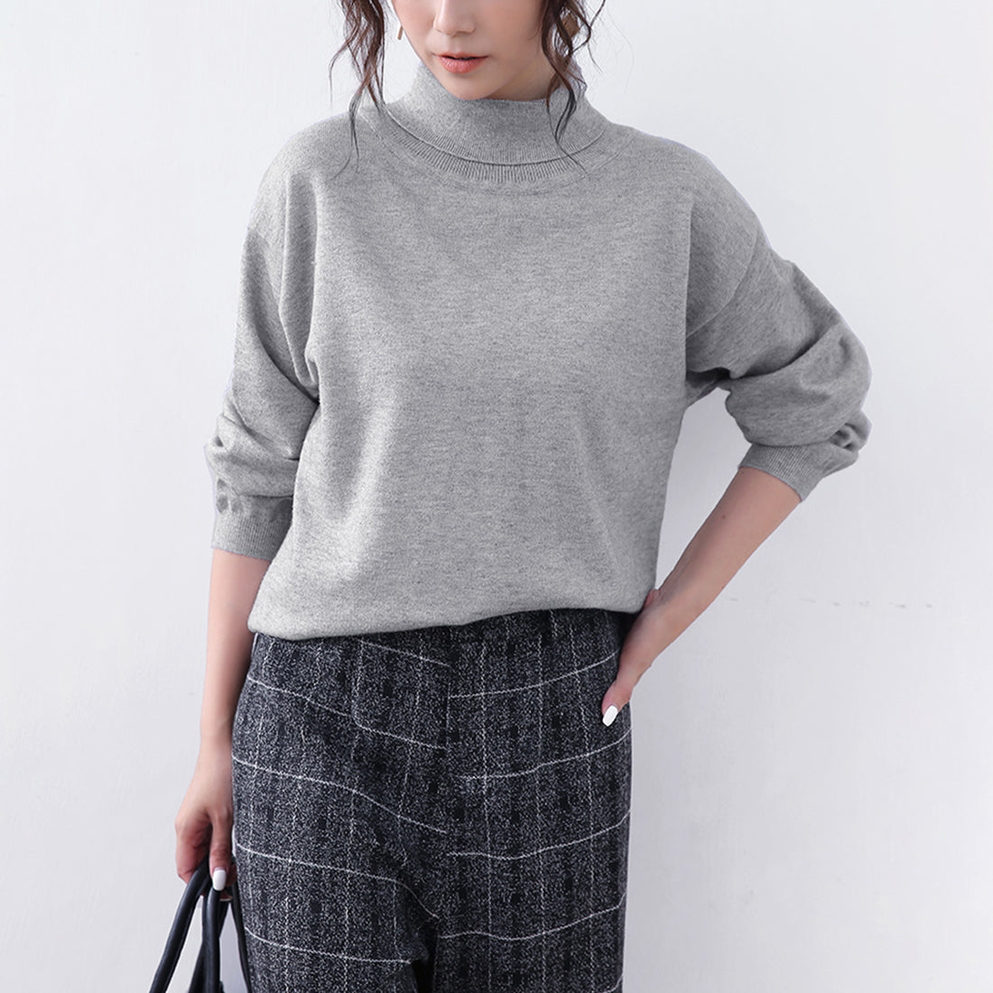 ドゥー ベル Doux Belle 秋新作 洗えるニット レディース/ トップス/ ニット カシミアタッチニット 長袖 秋 冬 オフィス （グレー） グレー