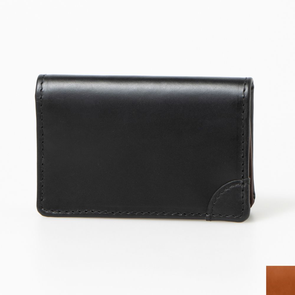 ラフィネ Raffine オイルレザービジネスカードケース,BLACK/BROWN