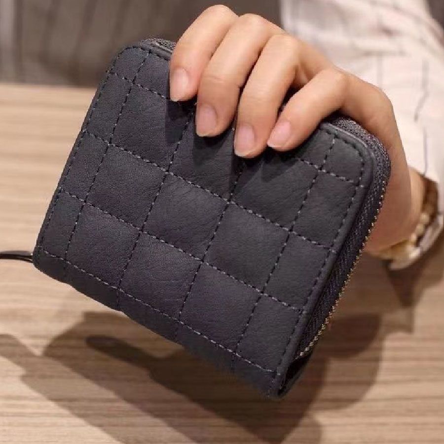 ショッピングゴー shoppinggo 財布 レディース ミニ財布ラウンドファスナー ウォレット キルティング コンパクト,グレー